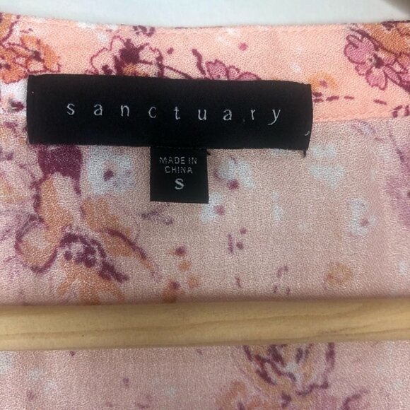 Sanctuary Sunshine Girl Floral Print Lace Up Tunic Top Sz Small Peasant Bohemian - Picture 10 of 10